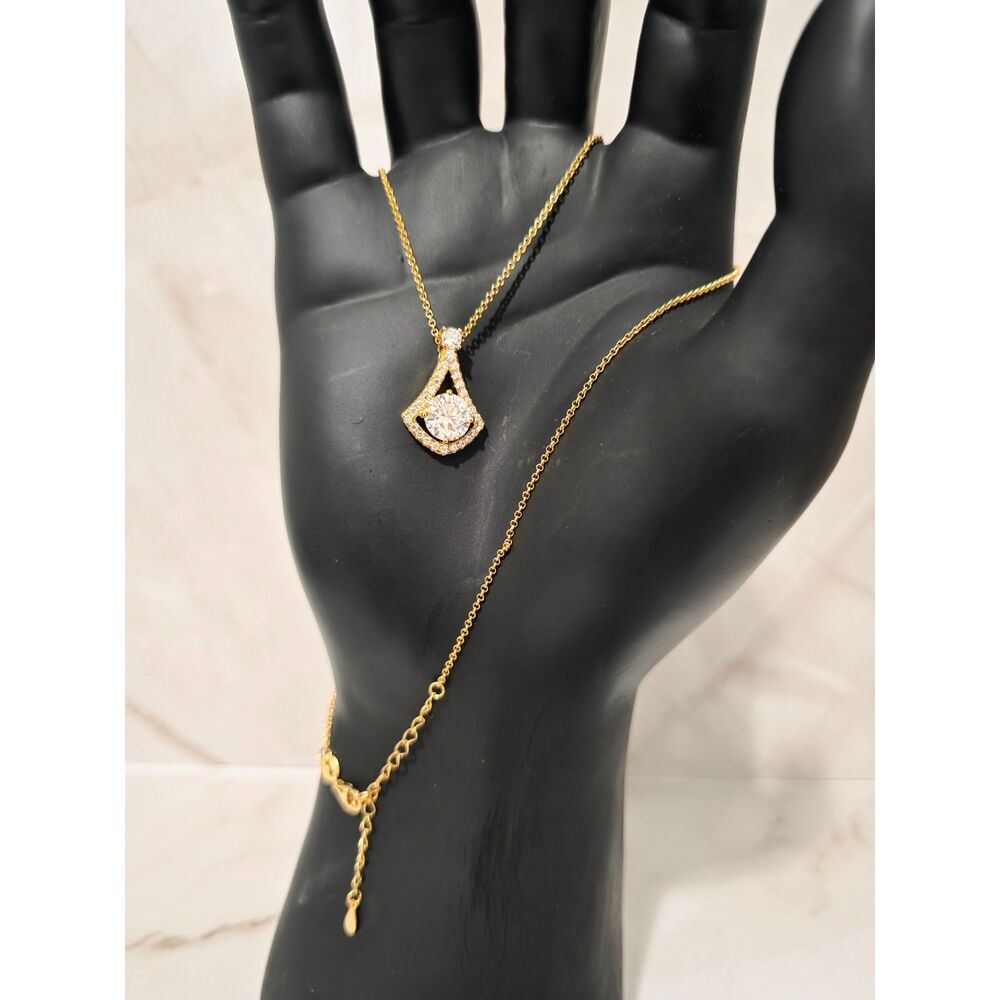 18K Gold Vermeil 925 Silver Moissanite Teardrop Halo Pendant Necklace